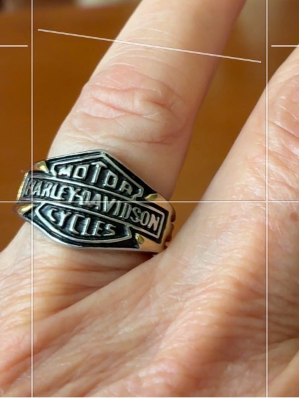 Harley-Davidson Black and Silver Motorcycle Shield Ring made of stainless steel
